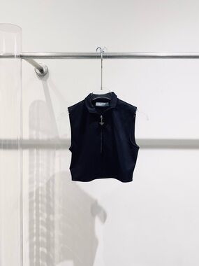 Authentic Prada Black Triangular Logo Zip Pull Top